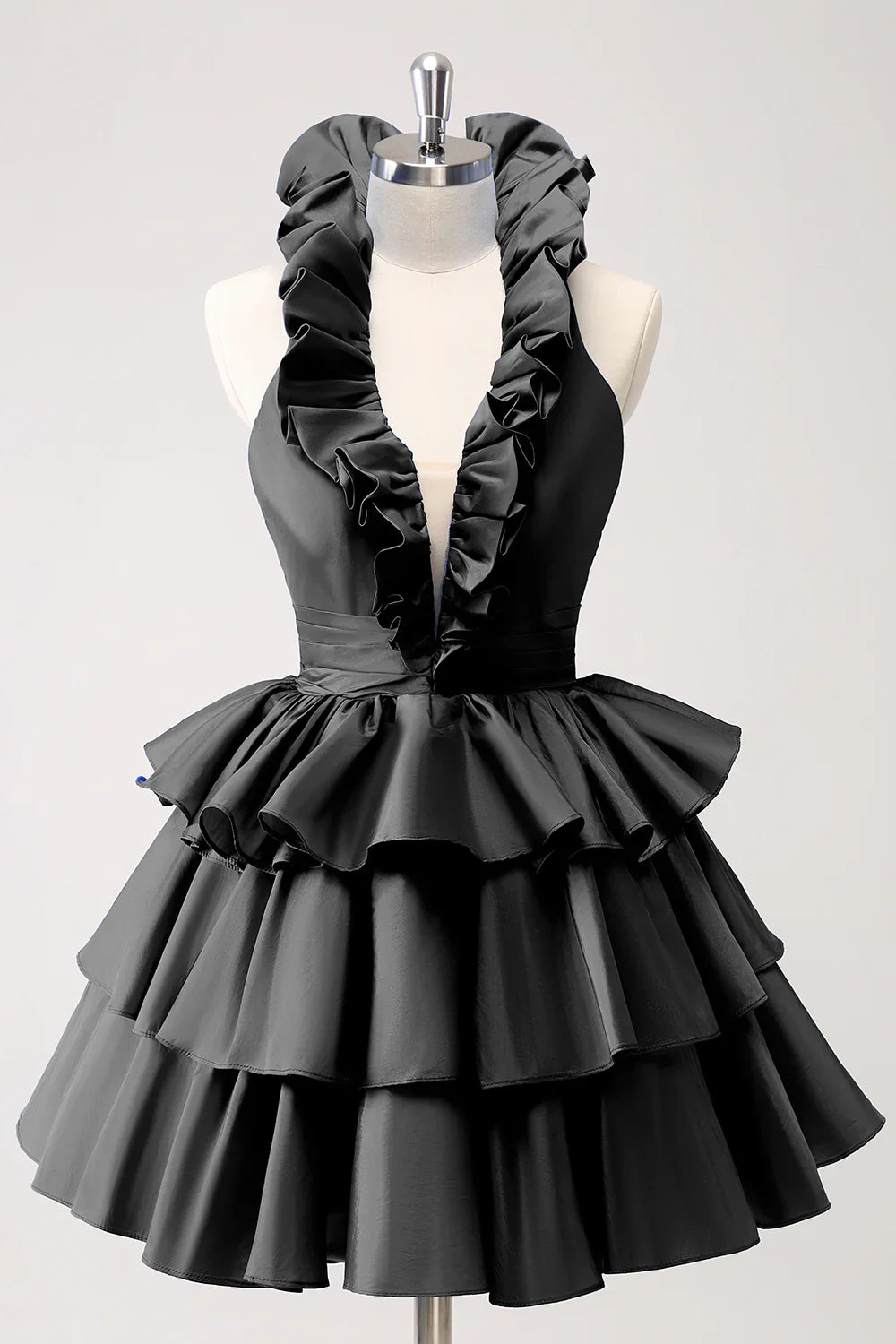 omberprom Cute Homecoming Dress Royal Blue A Line Halter Tiered Backless with Ruffles