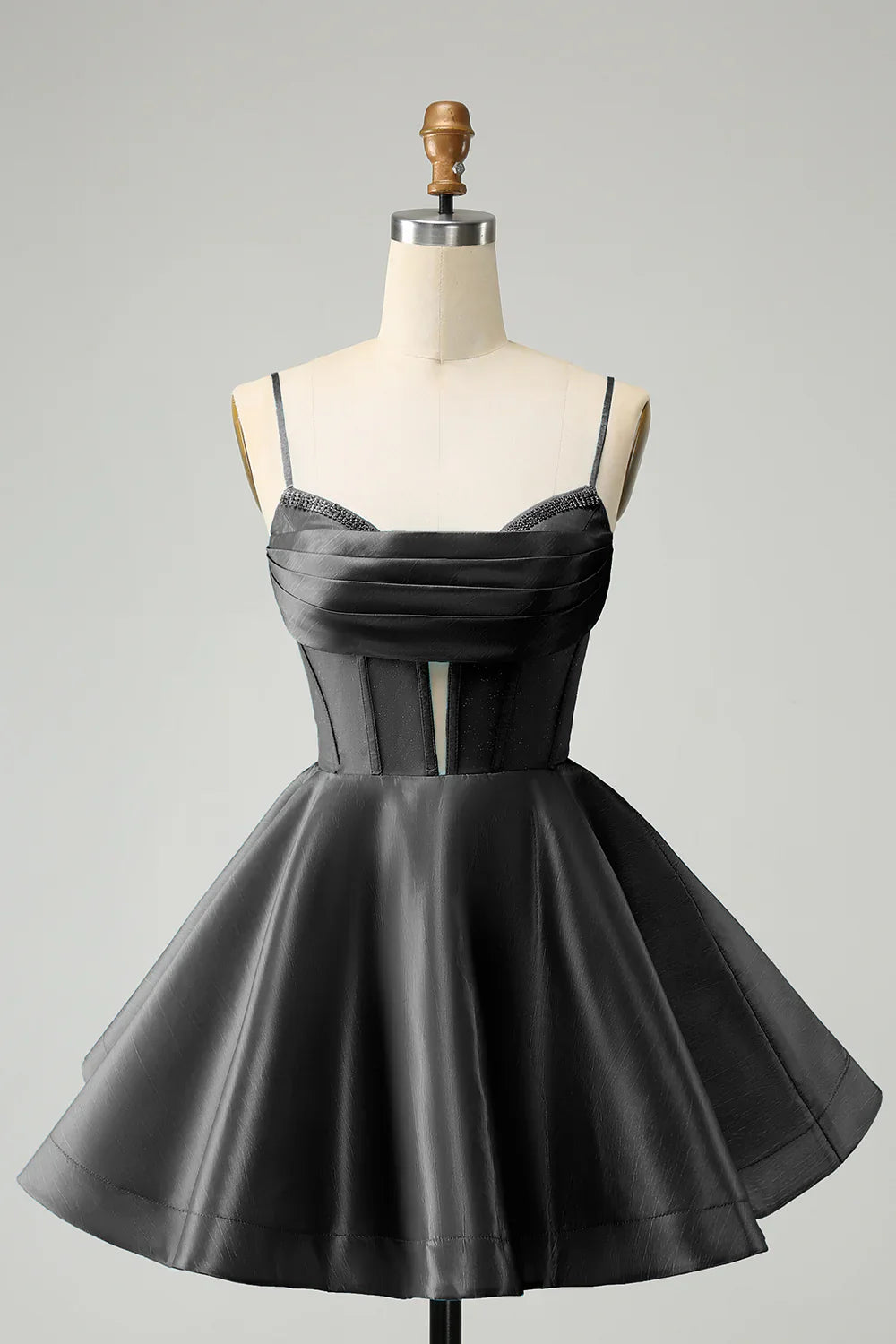 omberprom A Line Homecoming Dress Blue Spaghetti Straps Corset Short with Beading