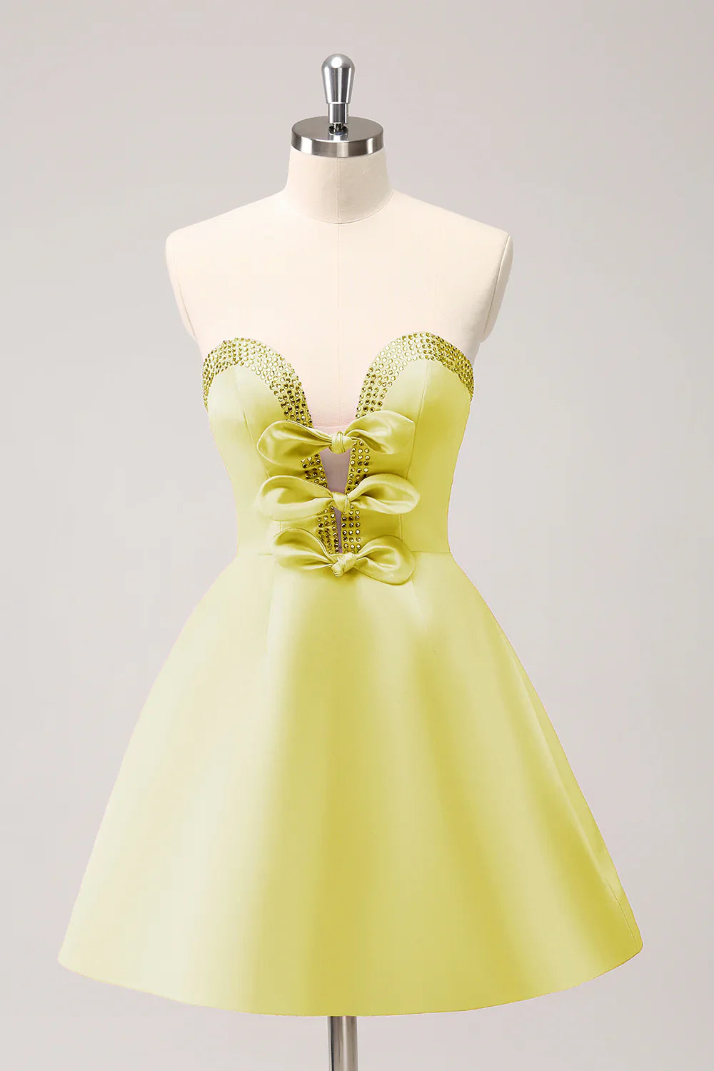 omberprom A Line Homecoming Dress Cute Hot Pink Strapless Cut Out with Beading