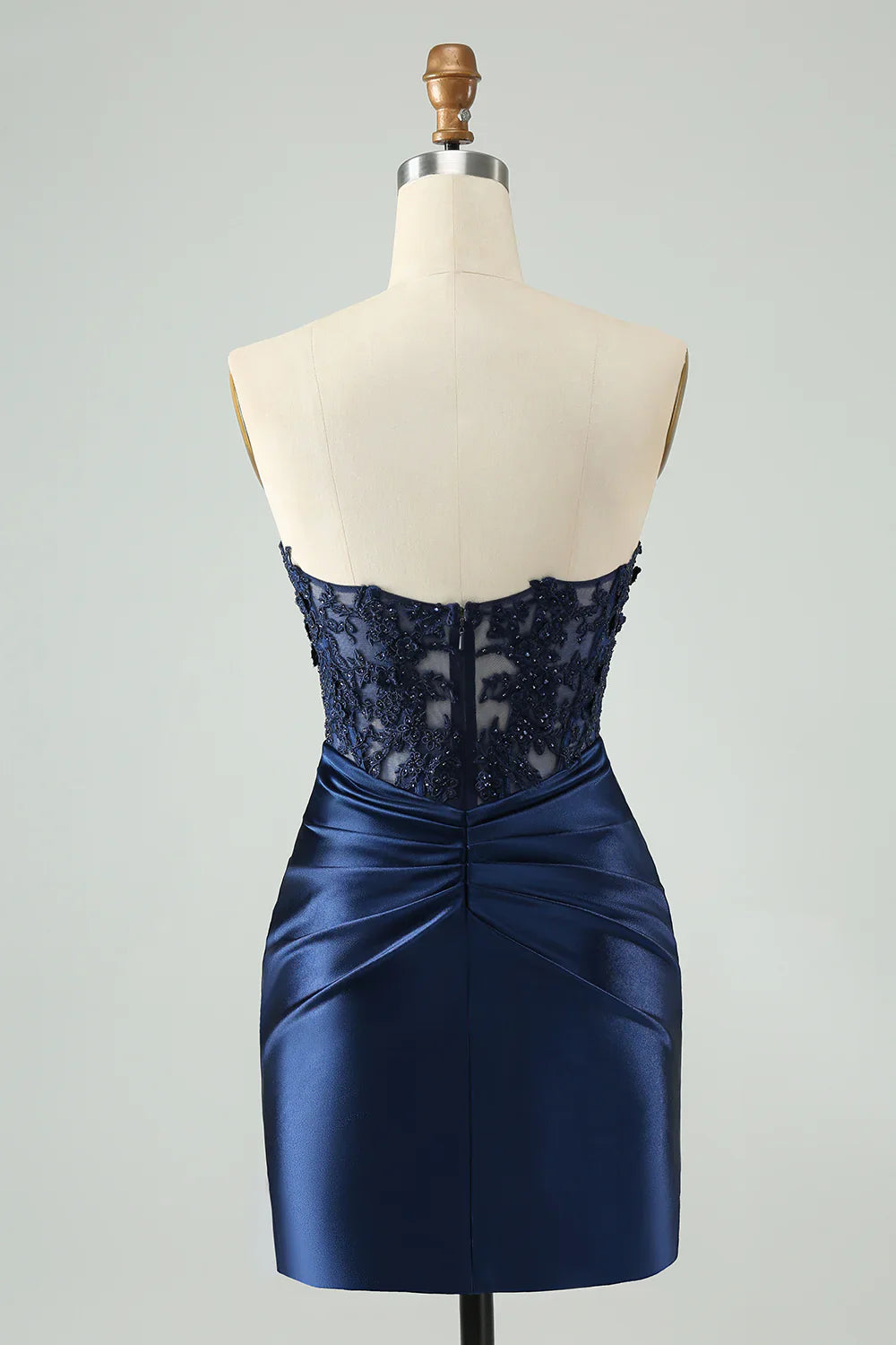 omberprom Short Homecoming Dress Navy Bodycon Sweetheart Corset Beaded with Hollow Out Graduation Dresses