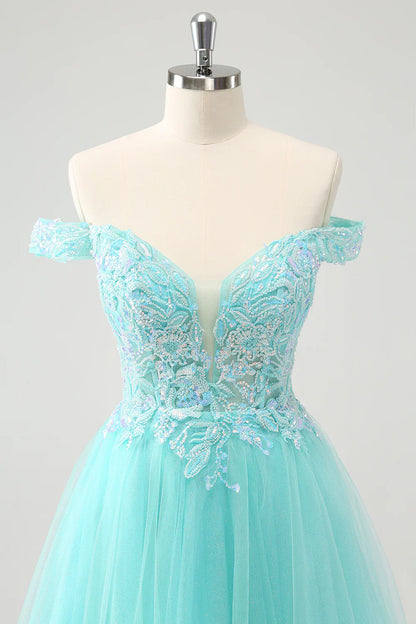 omberprom A Line Sequins Homecoming Dress Off The Shoulder Graduation Dresses Short Prom Dress