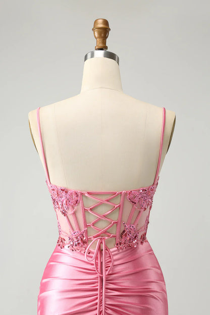 omberprom Elegant Homecoming Dress Pink Glitter Sequins Corset Graduation Dresses