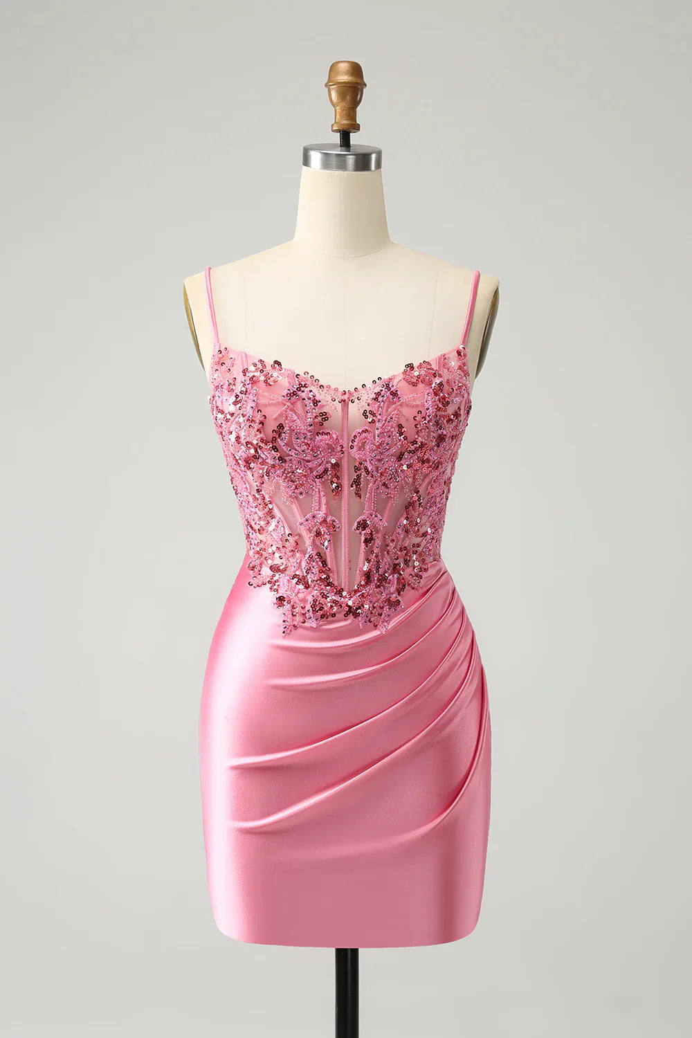 omberprom Elegant Homecoming Dress Pink Glitter Sequins Corset Graduation Dresses