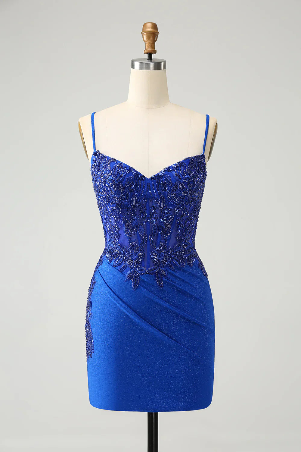 omberprom Homecoming Dress Royal Blue Glitter Beading Corset Graduation Dresses