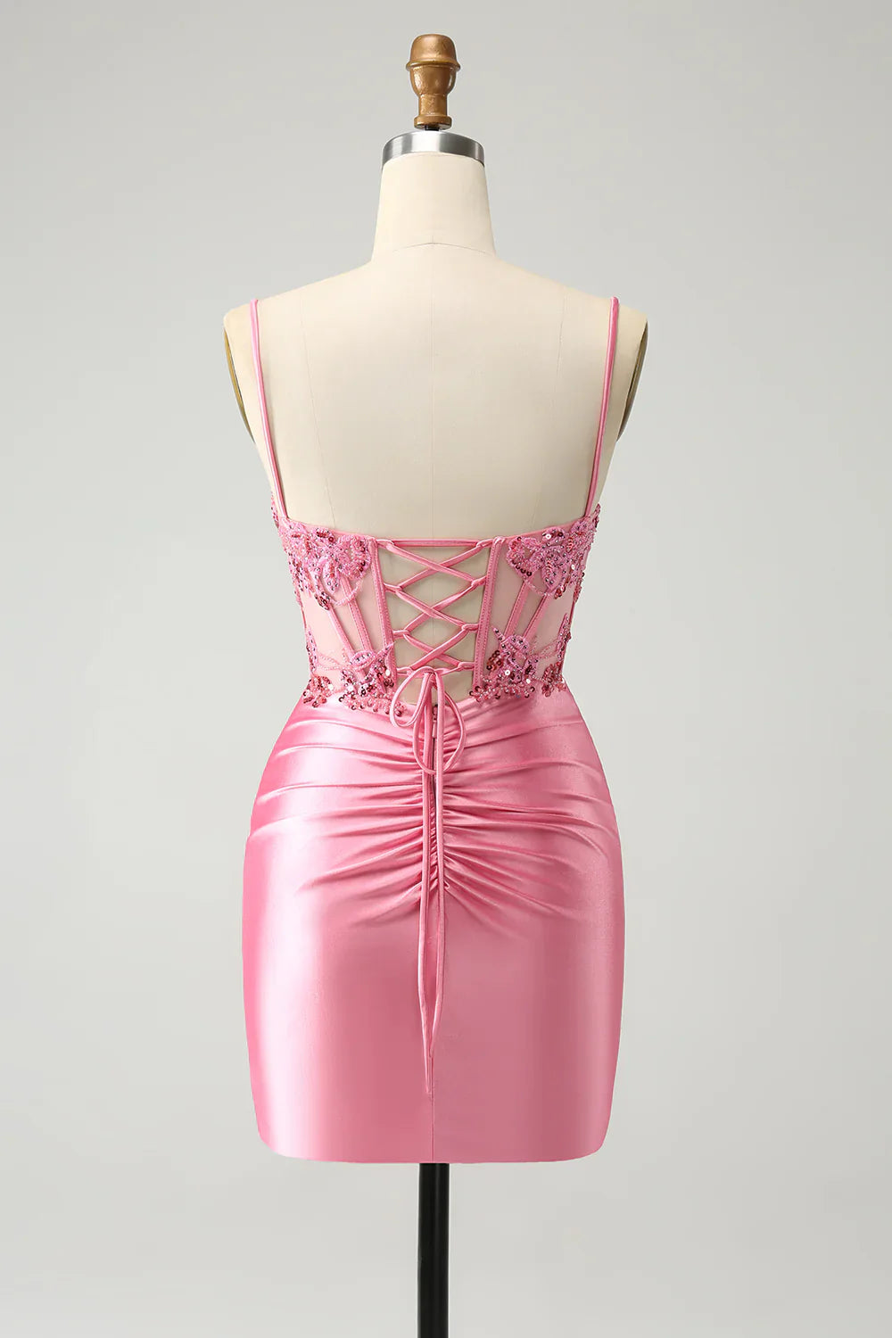omberprom Elegant Homecoming Dress Pink Glitter Sequins Corset Graduation Dresses