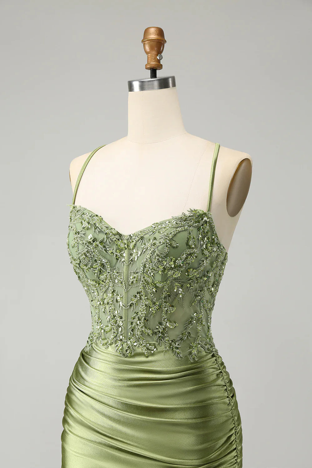 omberprom Fashion Homecoming Dress Sparkly Light Green Sequins Corset Graduation Dresses