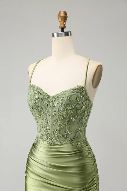 omberprom Fashion Homecoming Dress Sparkly Light Green Sequins Corset Graduation Dresses