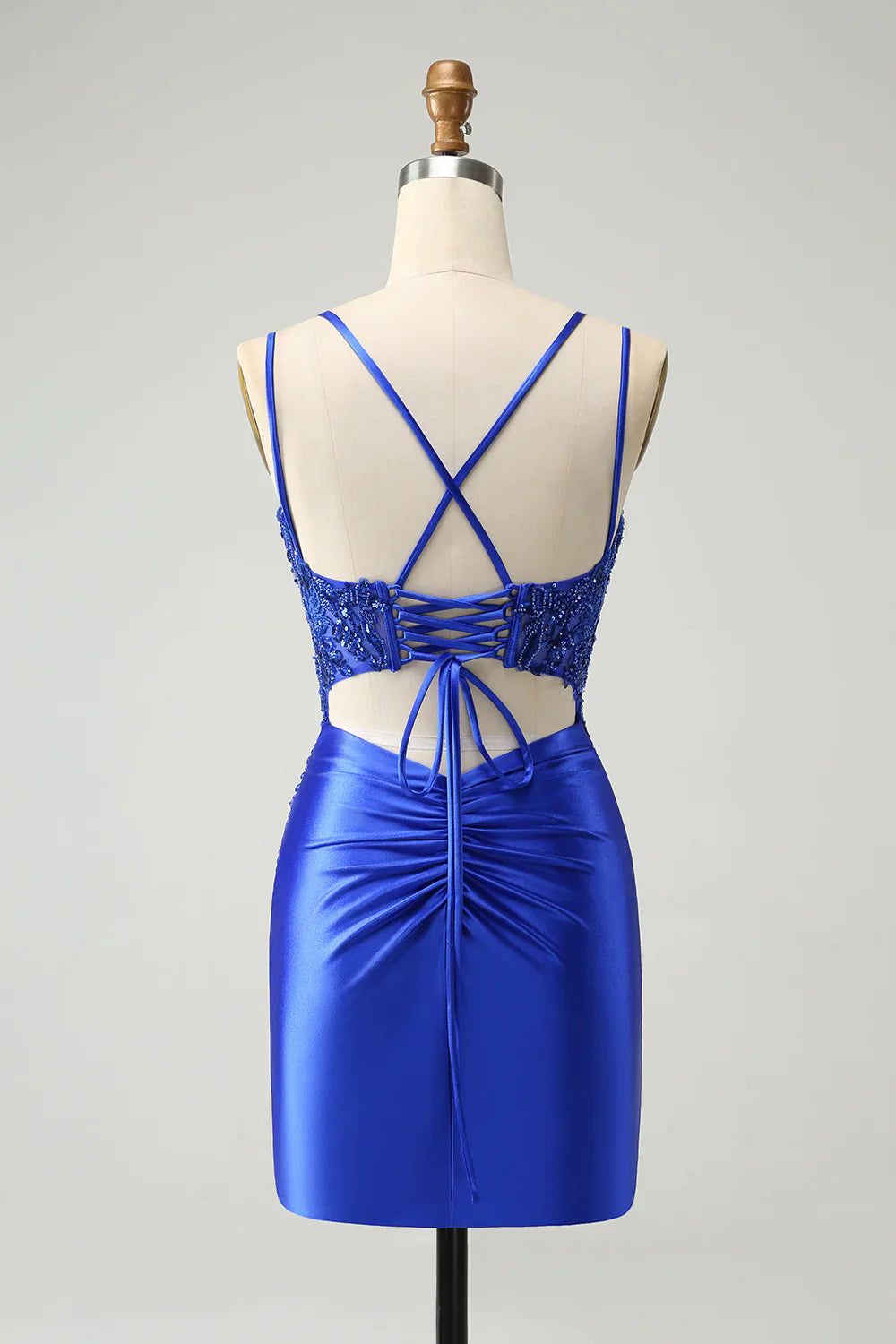 omberprom Fashion Homecoming Dress Sparkly Royal Blue Beading Corset Graduation Dresses