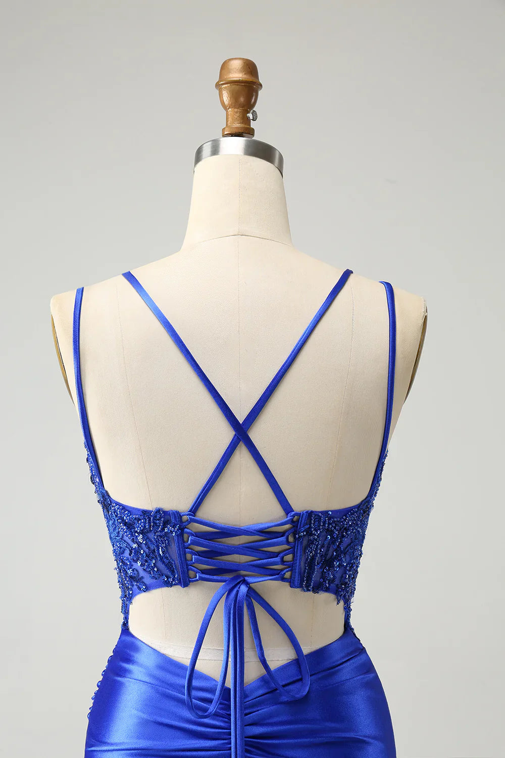 omberprom Fashion Homecoming Dress Sparkly Royal Blue Beading Corset Graduation Dresses