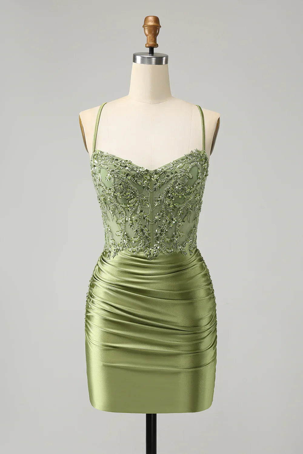 omberprom Fashion Homecoming Dress Sparkly Light Green Sequins Corset Graduation Dresses