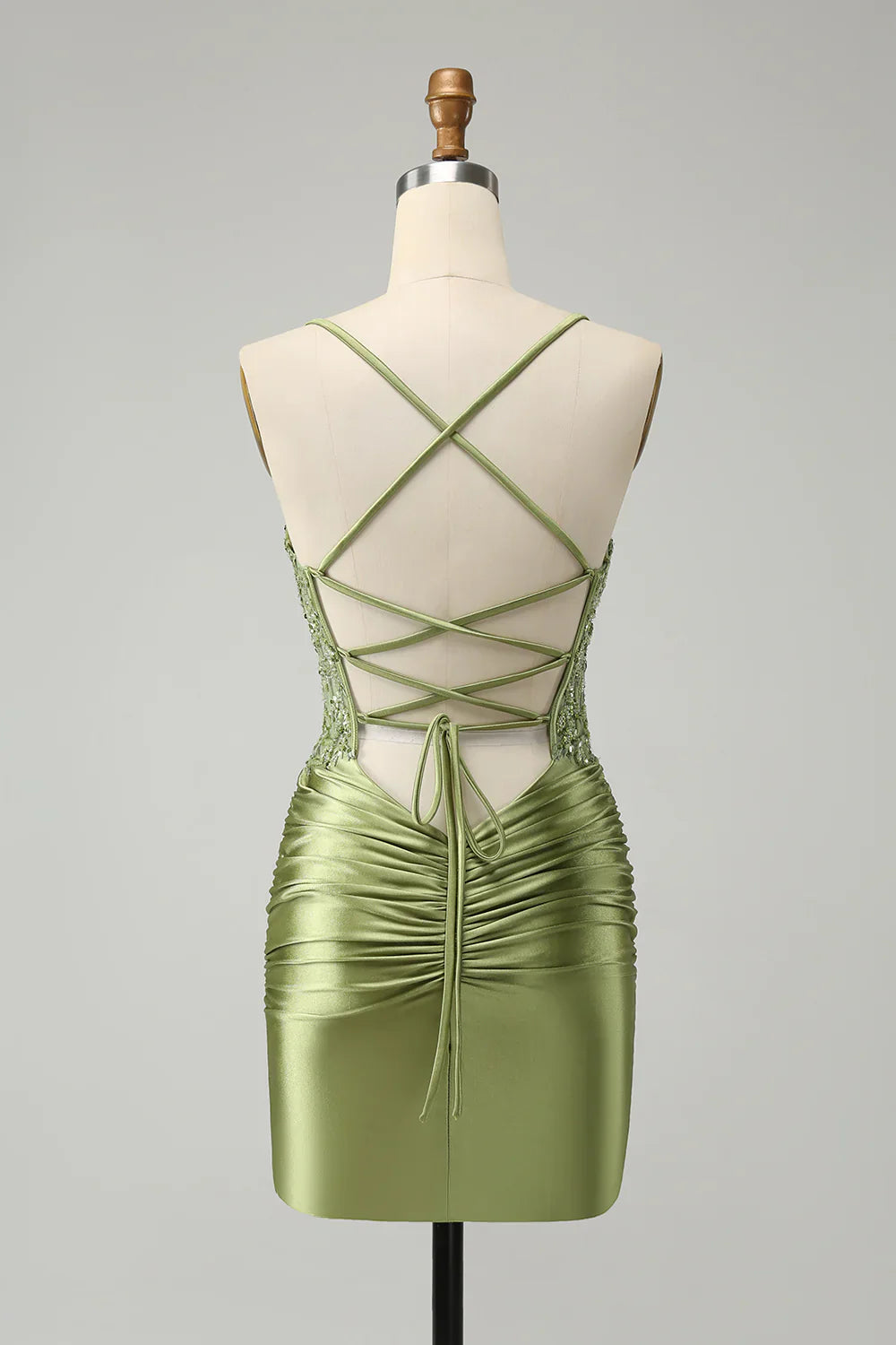 omberprom Fashion Homecoming Dress Sparkly Light Green Sequins Corset Graduation Dresses
