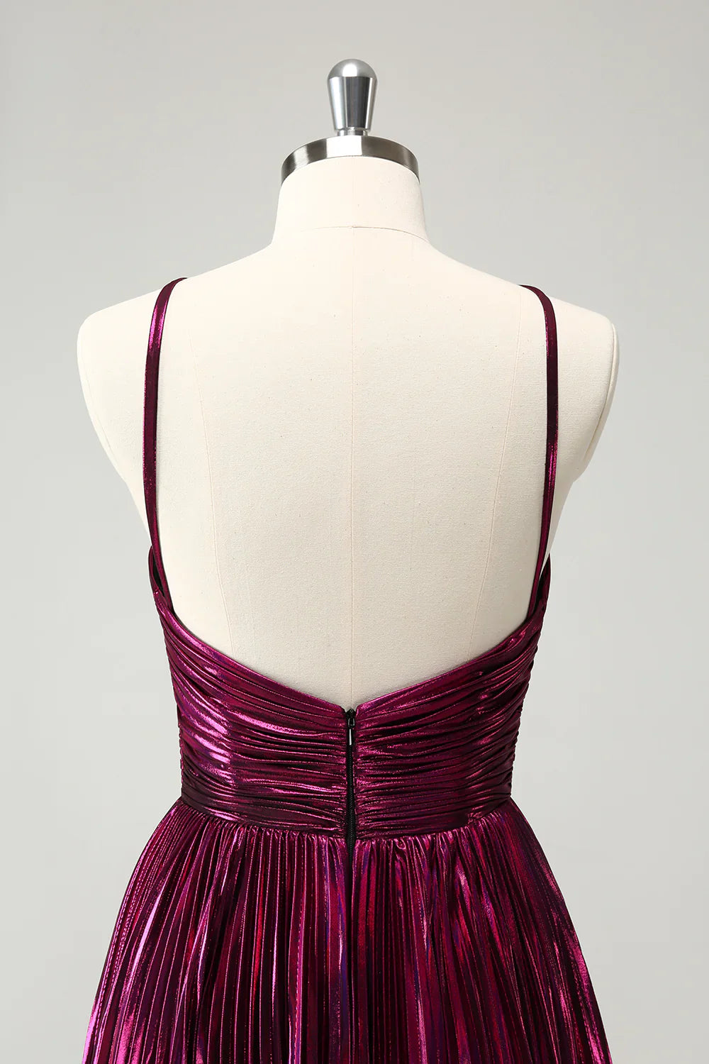 Liymcdress A Line Homecoming Dress Purple Pleated Hollow Out Short Metallic Graduation Dresses