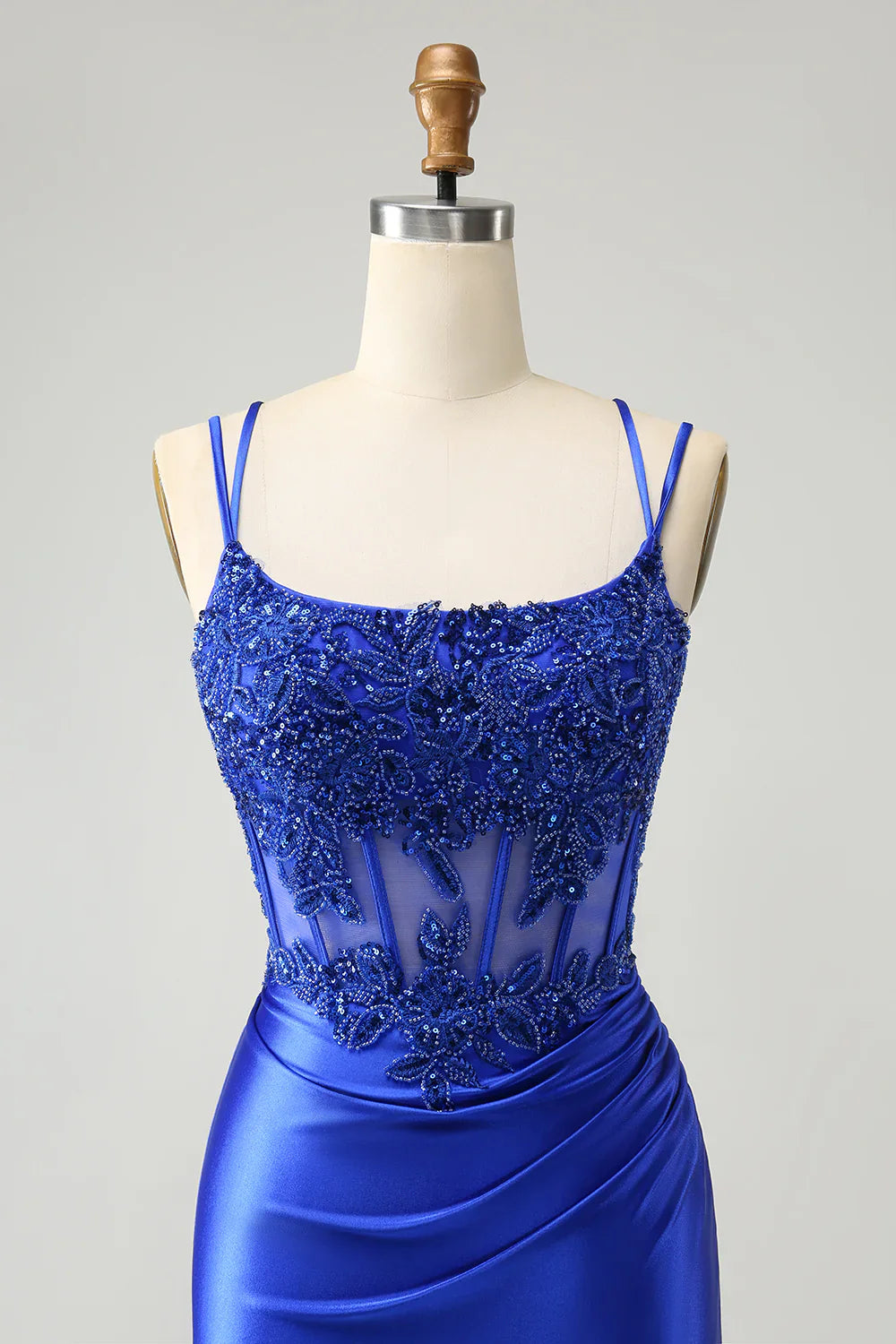 omberprom Fashion Homecoming Dress Sparkly Royal Blue Beading Corset Graduation Dresses