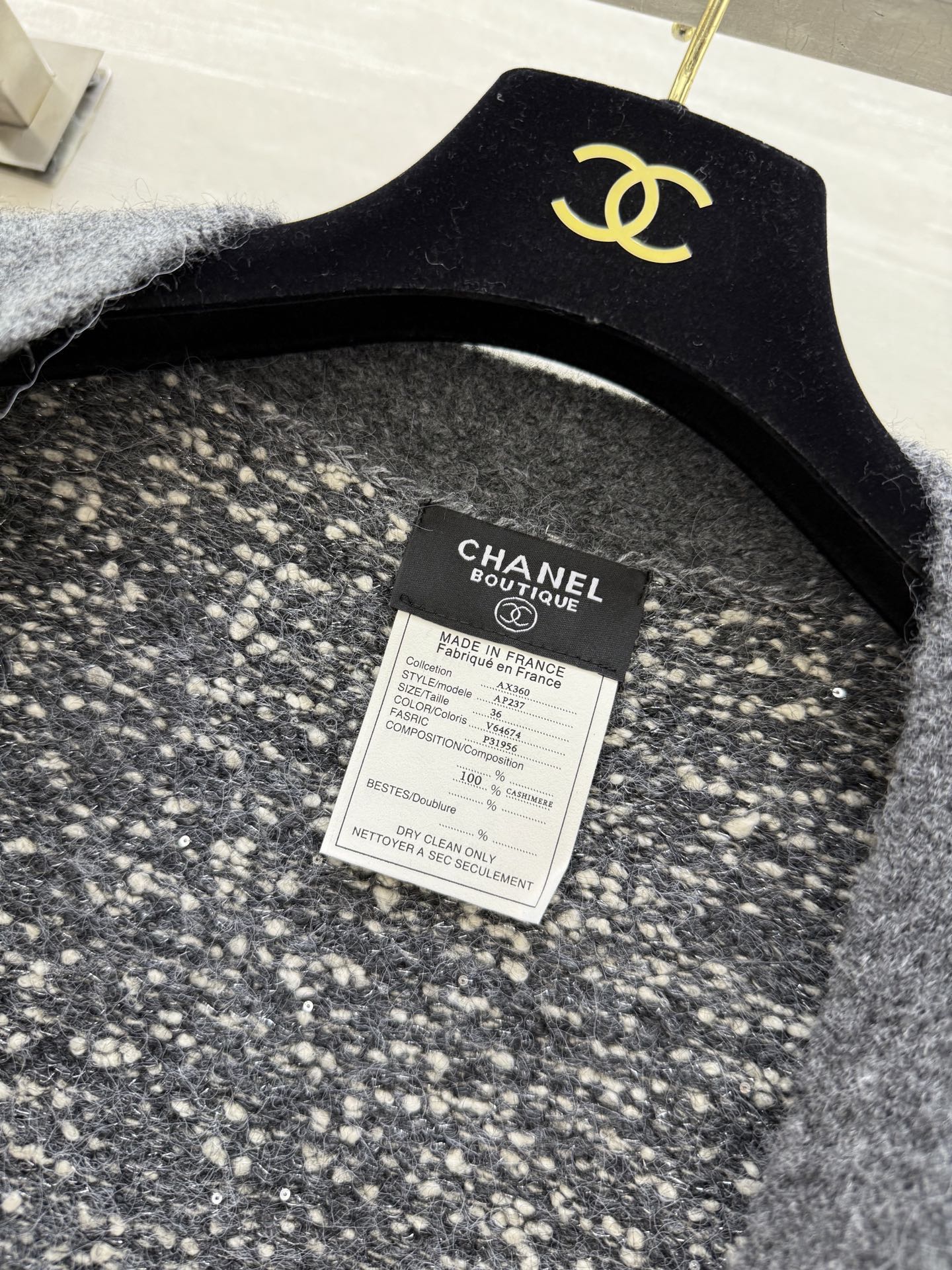 CC Cardigan Grey Wool Tweed 343312