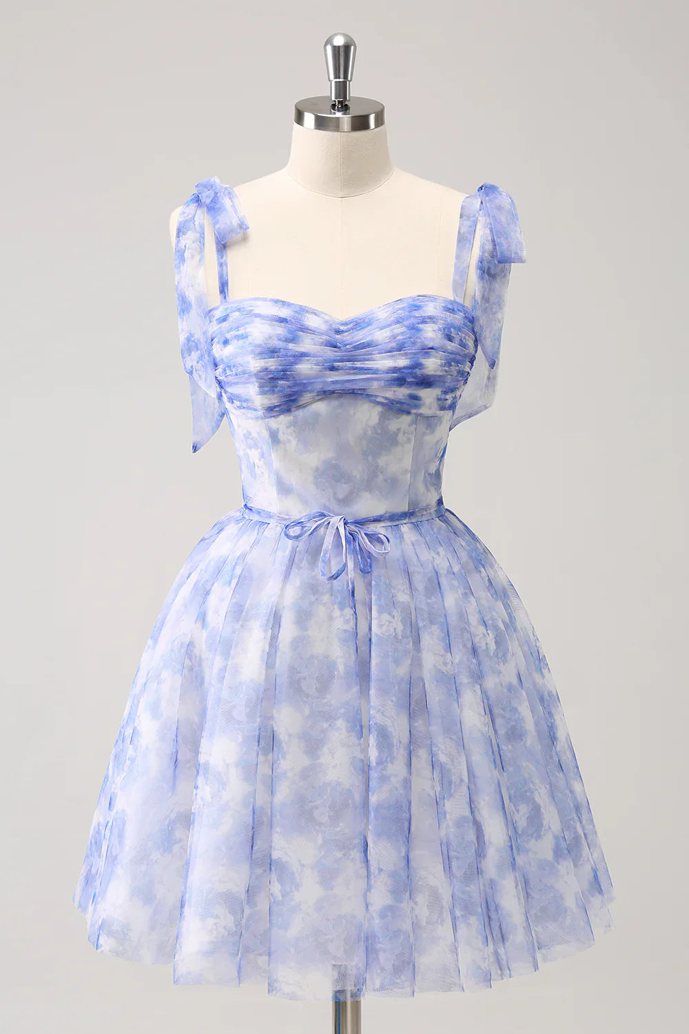 omberprom A Line Short Homecoming Dress Spaghetti Straps Pleated With Lace Up Back