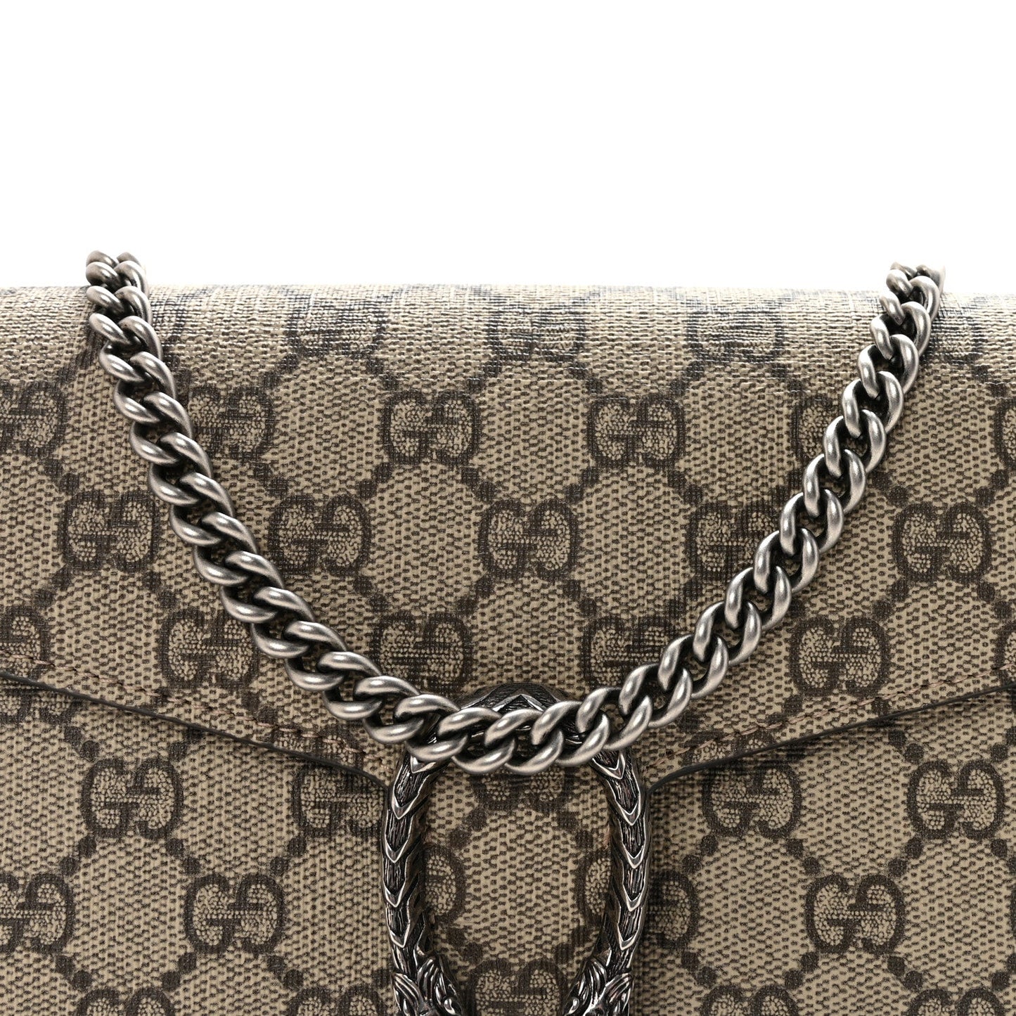 GG Supreme Monogram Mini Dionysus Chain Wallet Beige Taupe