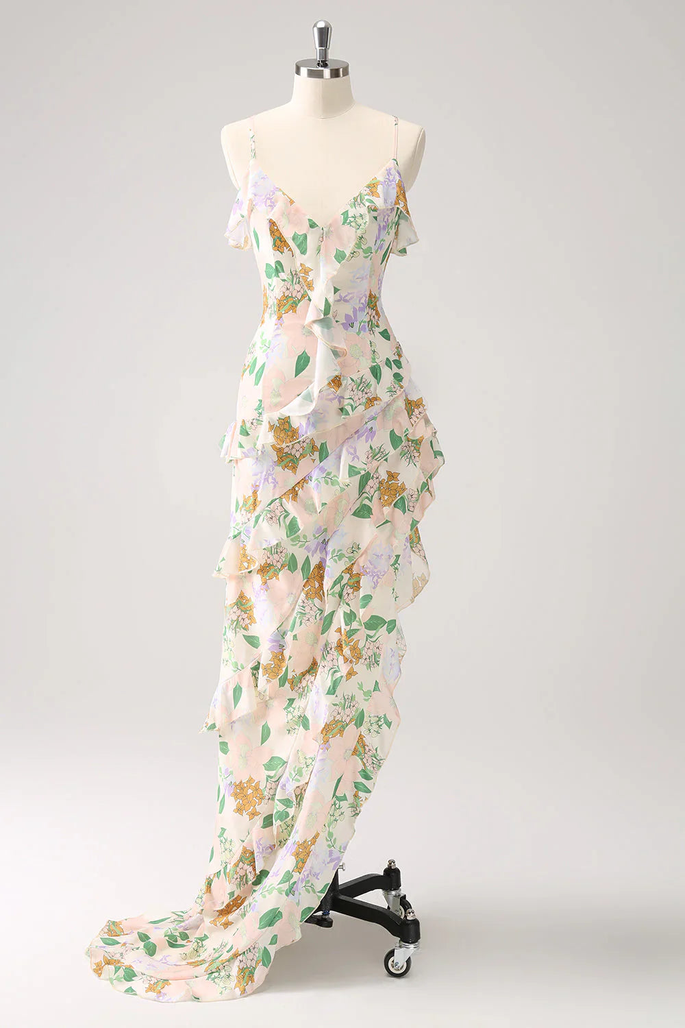 omberprom Fashion Wedding Party Dress Mixed Flower Asymmetrical Ruffled Evening Dress