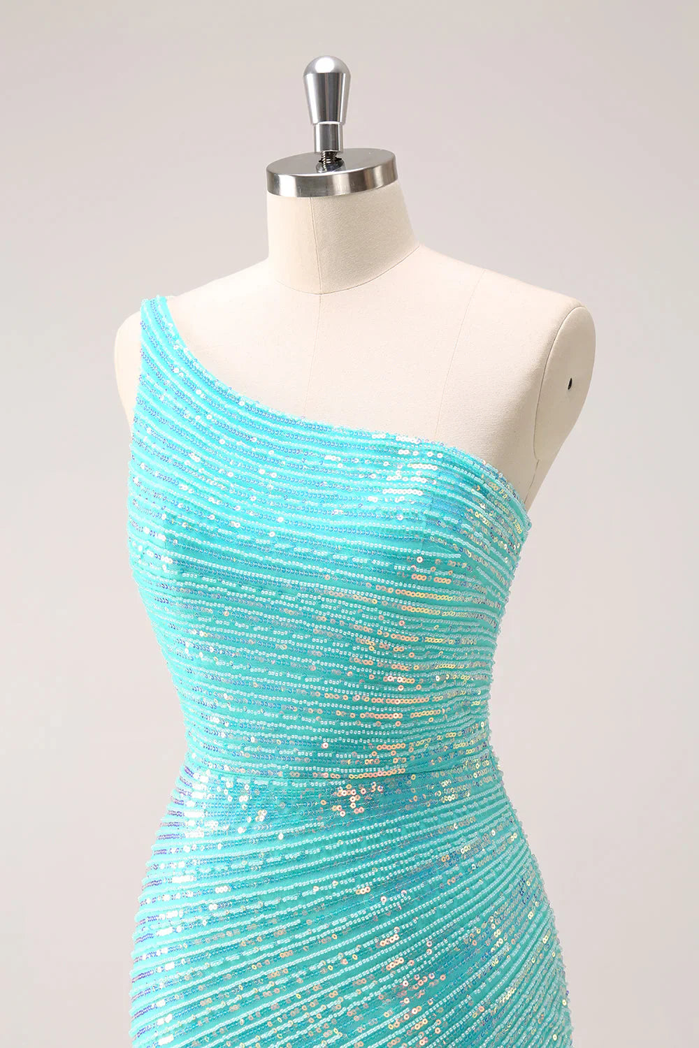 omberprom Sparkly Mint Homecoming Dress One Shoulder Tight Short Graduation Dresses with Sequins