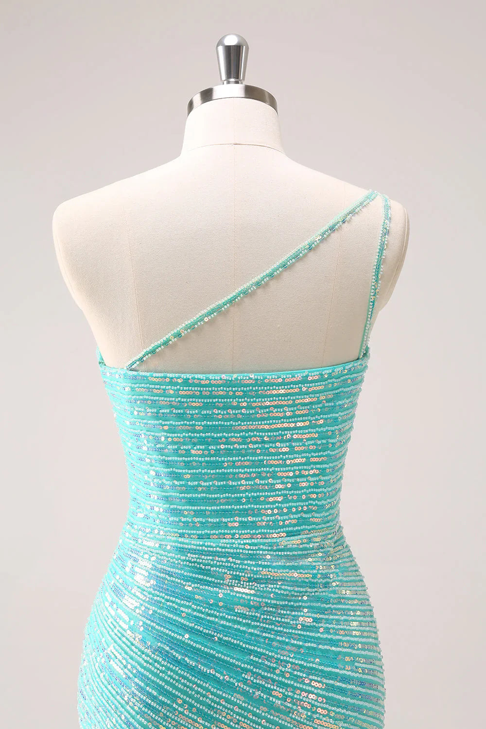 omberprom Sparkly Mint Homecoming Dress One Shoulder Tight Short Graduation Dresses with Sequins