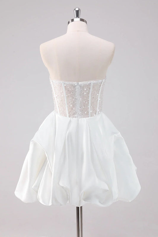 omberprom Fashionable and Beautiful Homecoming Dress Sparkly A Line Strapless Graduation Dress