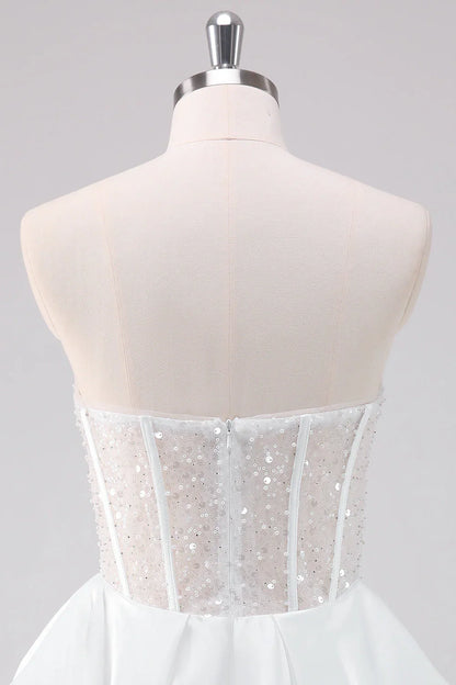 omberprom Fashionable and Beautiful Homecoming Dress Sparkly A Line Strapless Graduation Dress