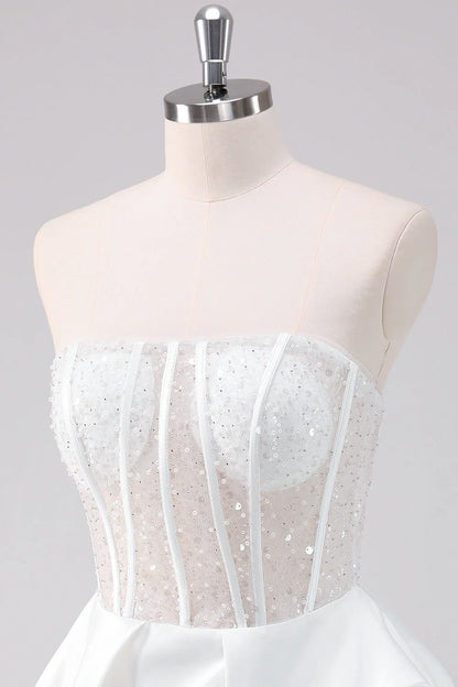 omberprom Fashionable and Beautiful Homecoming Dress Sparkly A Line Strapless Graduation Dress