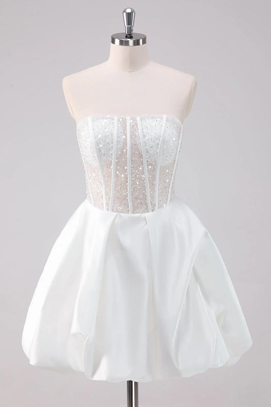 omberprom Fashionable and Beautiful Homecoming Dress Sparkly A Line Strapless Graduation Dress