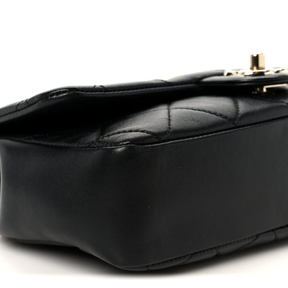 Lambskin Quilted Resin Bi-Color Chain Flap Bag Black
