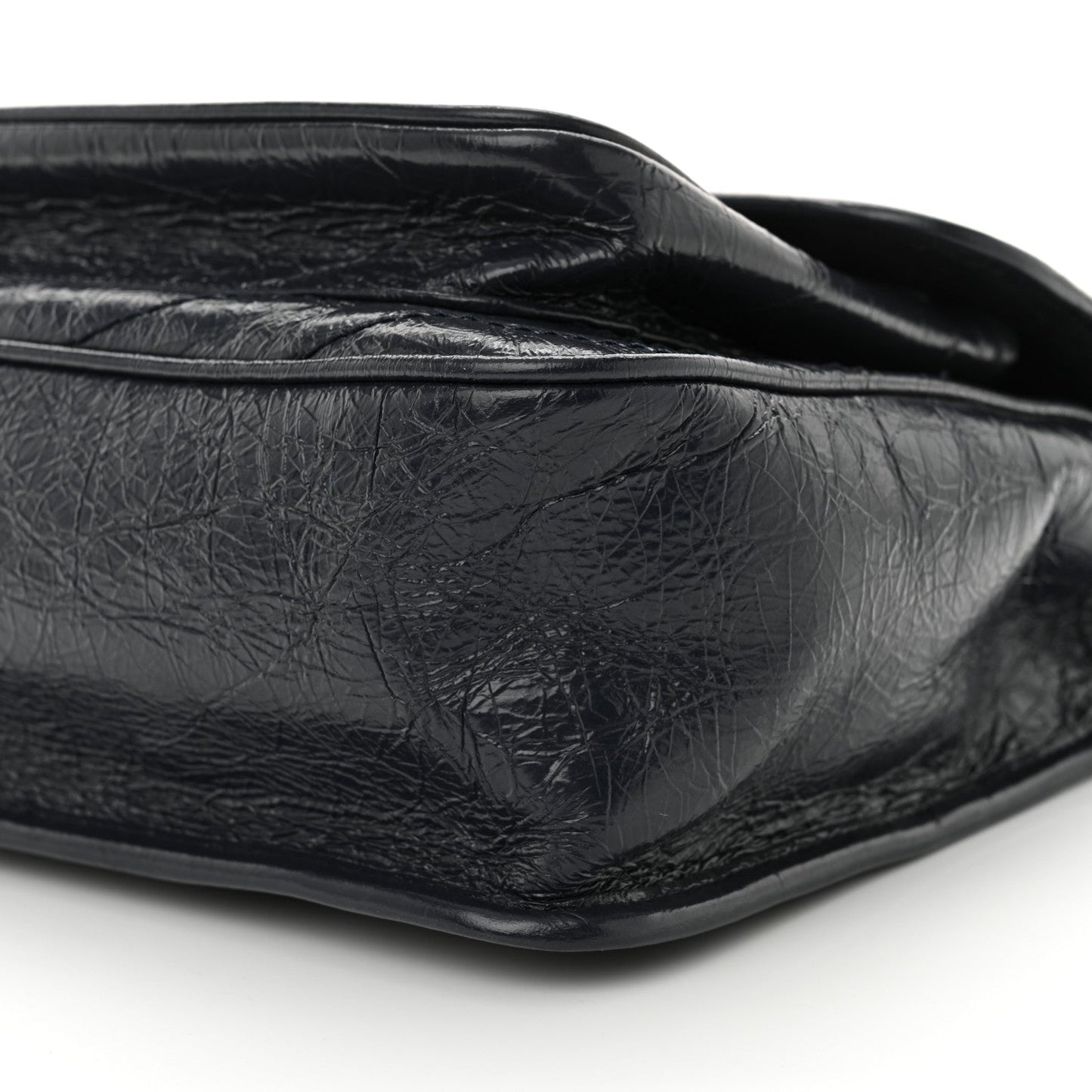 Crinkled Calfskin Matelasse Monogram Medium Niki Chain Satchel Deep Marine