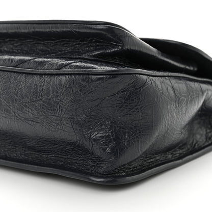 Crinkled Calfskin Matelasse Monogram Medium Niki Chain Satchel Deep Marine