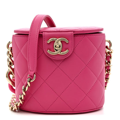 Lambskin Resin Elegant Chain Vanity Case Dark Pink