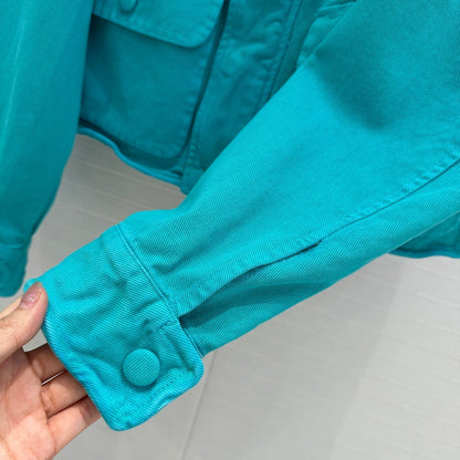 Prada 25 Hooded Short Jacket Blue-green Cotton