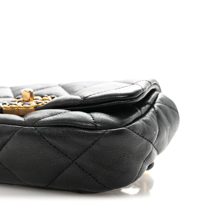 Goatskin Quilted Chanel 19 Waist Bag Black