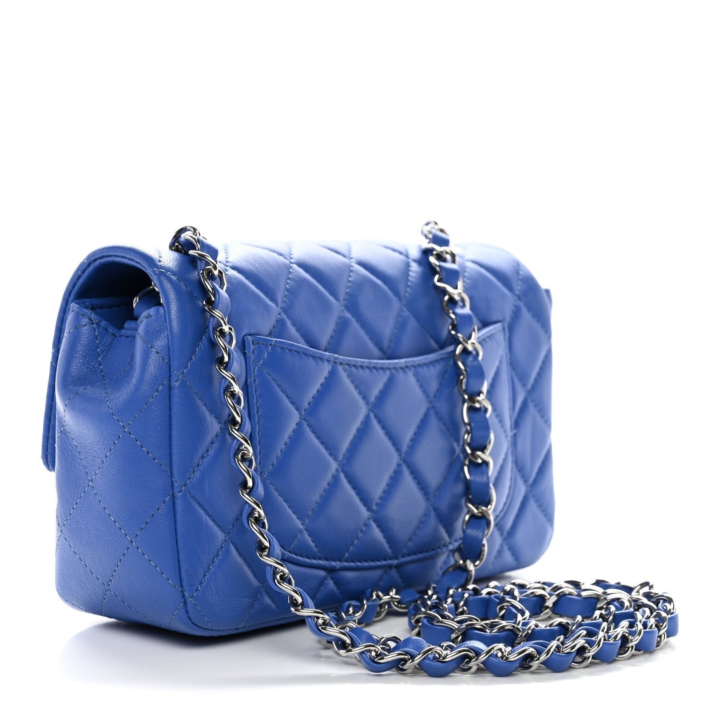 Lambskin Quilted Mini Rectangular Flap Blue