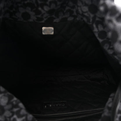 Denim Quilted Floral Print Small Chanel 22 Black