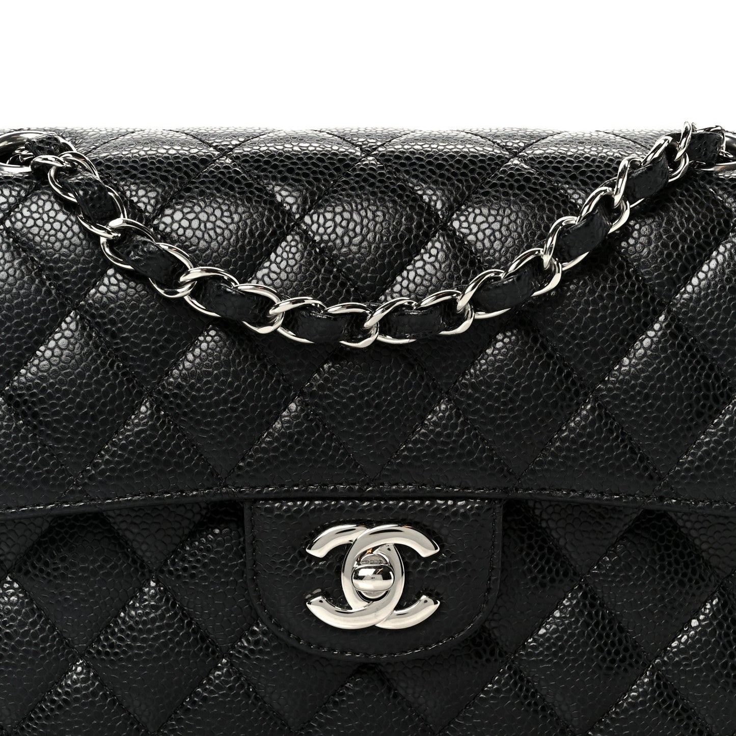 Caviar Quilted Small Double Flap Black