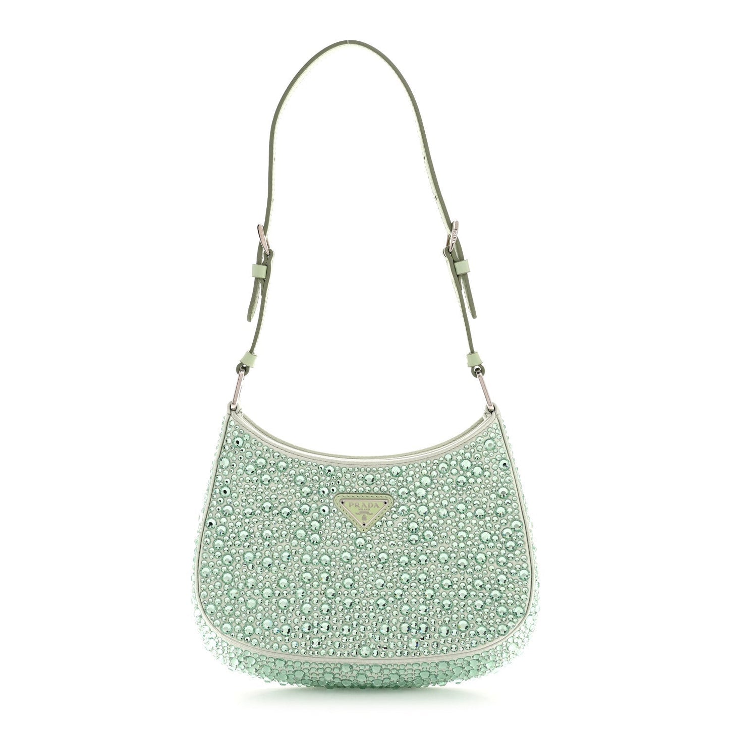 Satin Crystal Cleo Adjustable Strap Shoulder Bag Acqua
