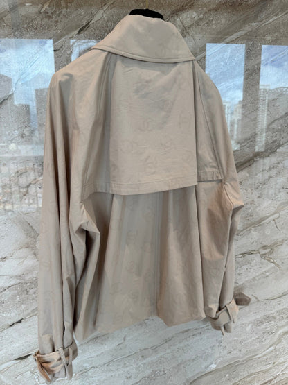 CC 25B Hidden Logo Trench Coat Beige Cotton