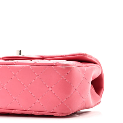 Lambskin Quilted Mini Rectangular Flap Pink