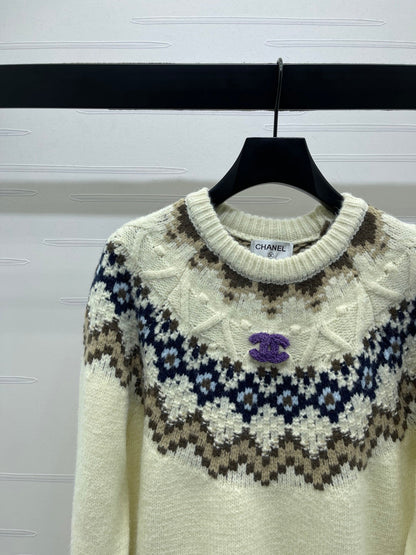 Chanel 2025 Sweater Cream Mix Colors Wool Nylon 319615