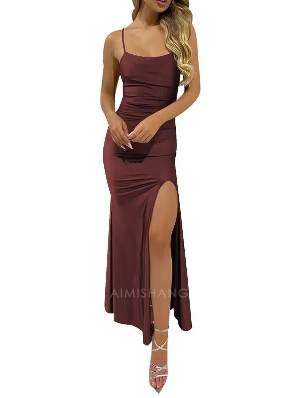 omberprom Elegant Sheath Evening Dresses Long Prom Dresses Simple Party Dress With Slit