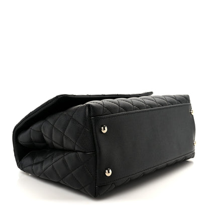 Caviar Quilted Small Coco Handle Flap Black
