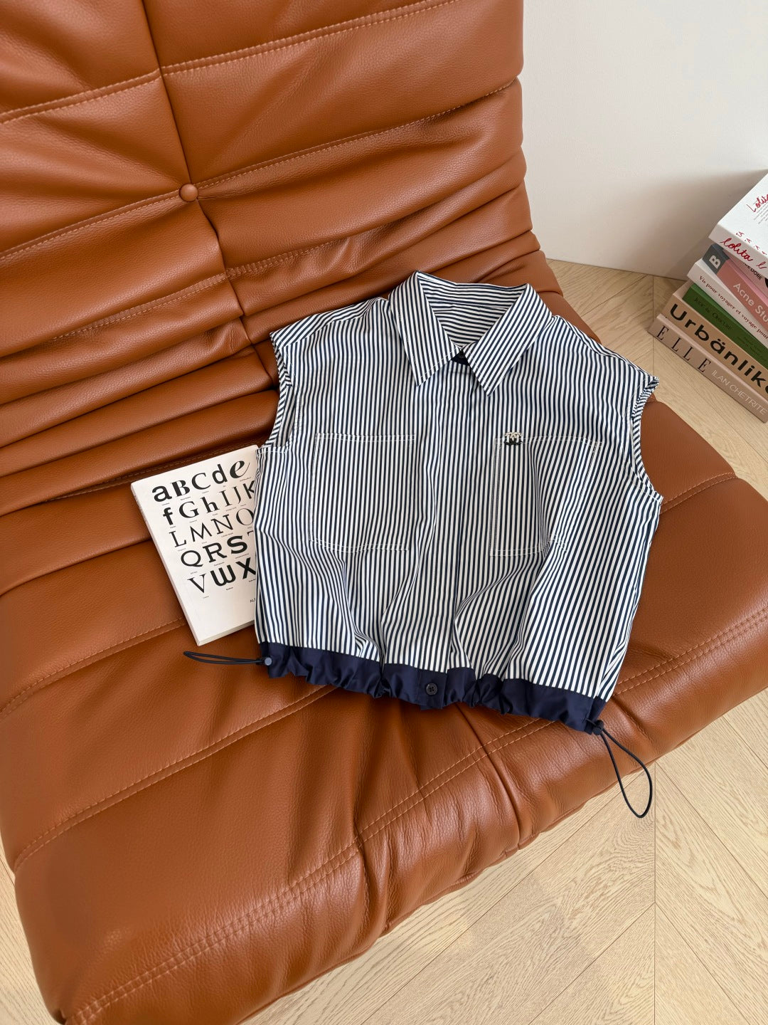 CC 25 Striped Shirt Navy Blue White Cotton