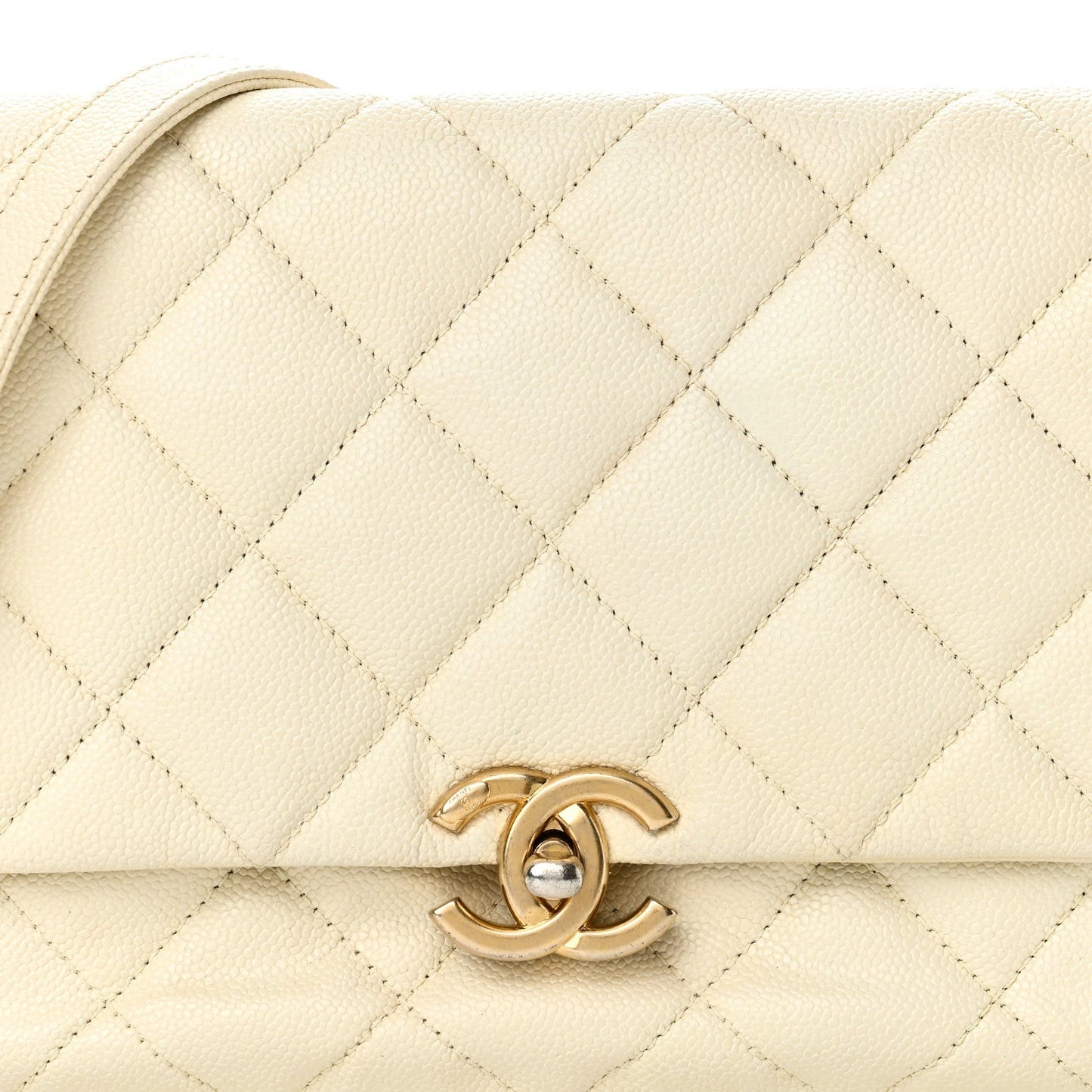 Shiny Caviar Quilted Small Chain Melody Flap White