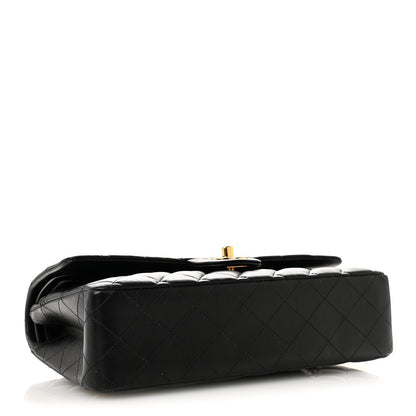 Lambskin Quilted Medium Double Flap Black