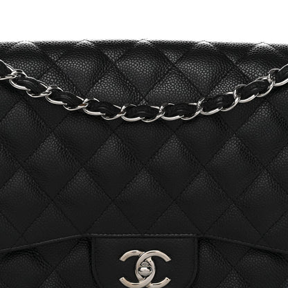 Caviar Quilted Jumbo Double Flap Black