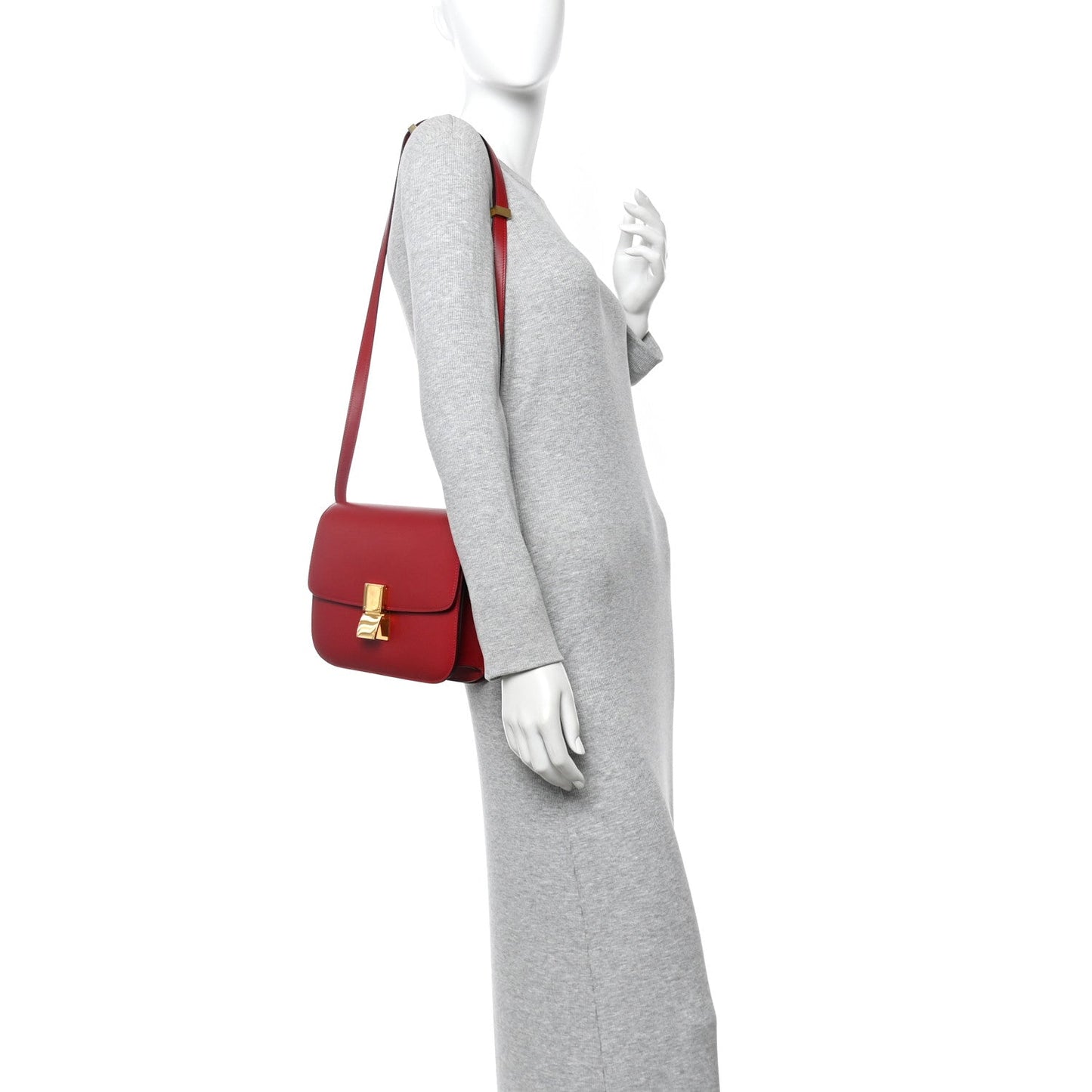 Box Calfskin Medium Classic Box Flap Bag Red