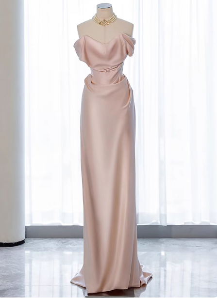 Elegant Black Slim-fit Off-the-shoulder Satin Long Prom Dress Evening Dress P4437