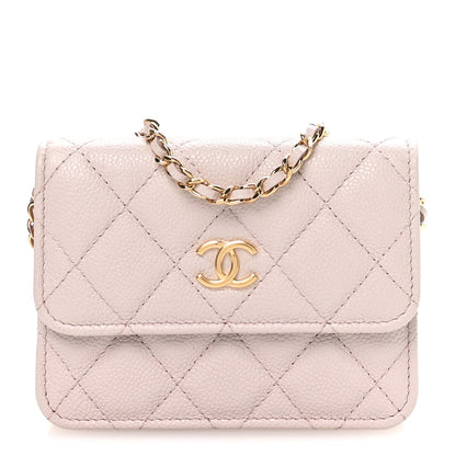 Caviar Quilted Miss Coco Clutch With Chain Light Purple