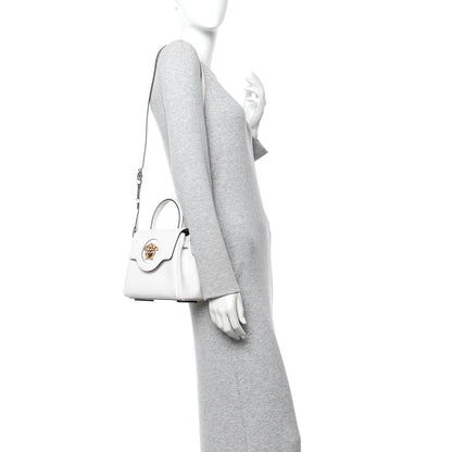 Grained Calfskin Small La Medusa Top Handle Bag Optical White
